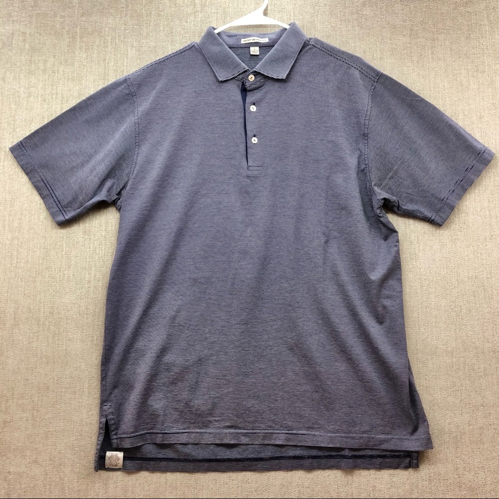 Peter Millar Striped Cotton Polo Shirt Size Large